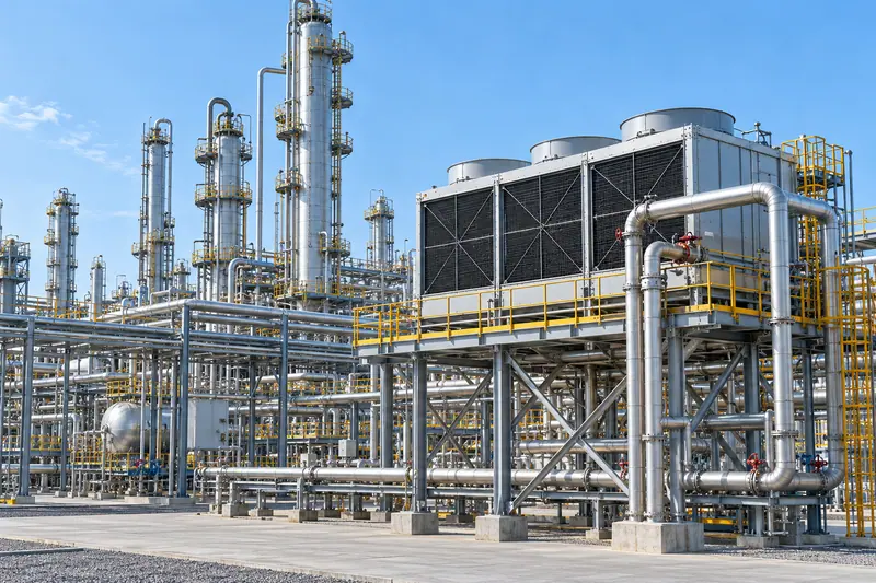 AI illustration of cooling equipment in a petrochemical plant