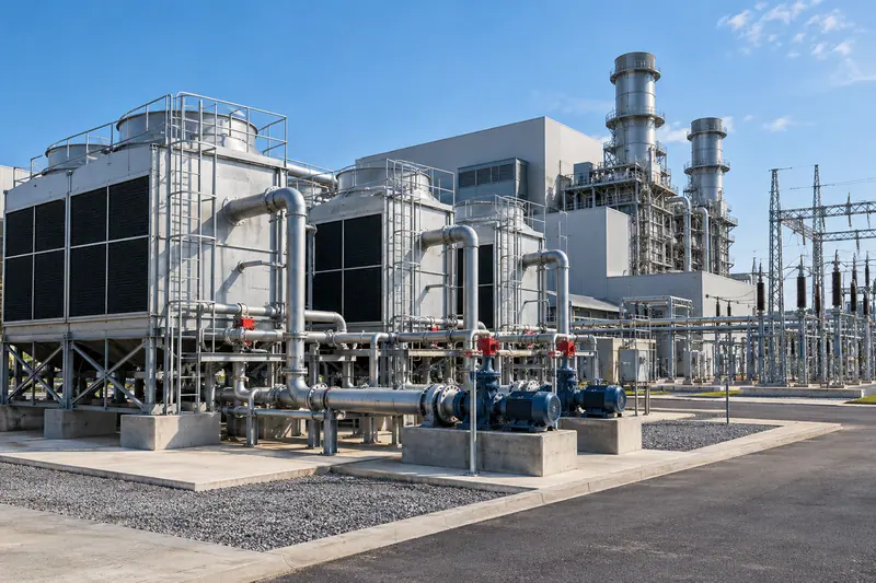 AI illustration of auxiliary cooling equipment at a power plant