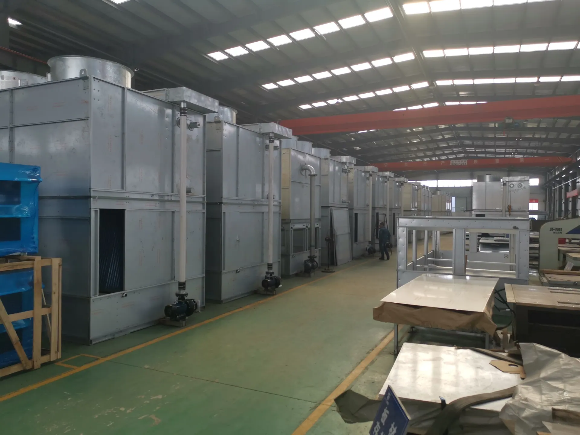 Row of cooling towers in the workshop