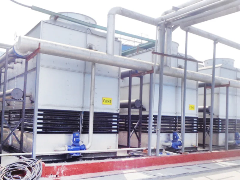Evaporative condensers installed on a roof