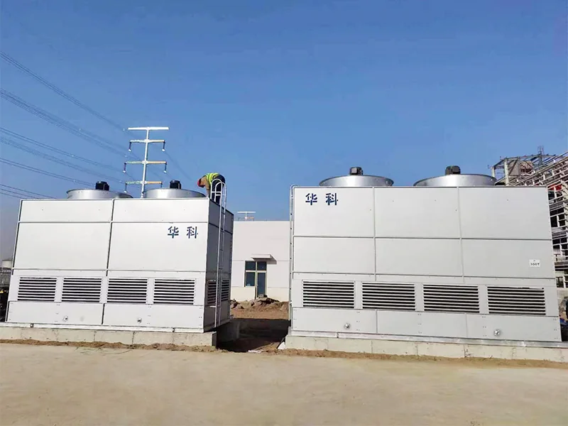 Two closed cooling towers installed outdoors