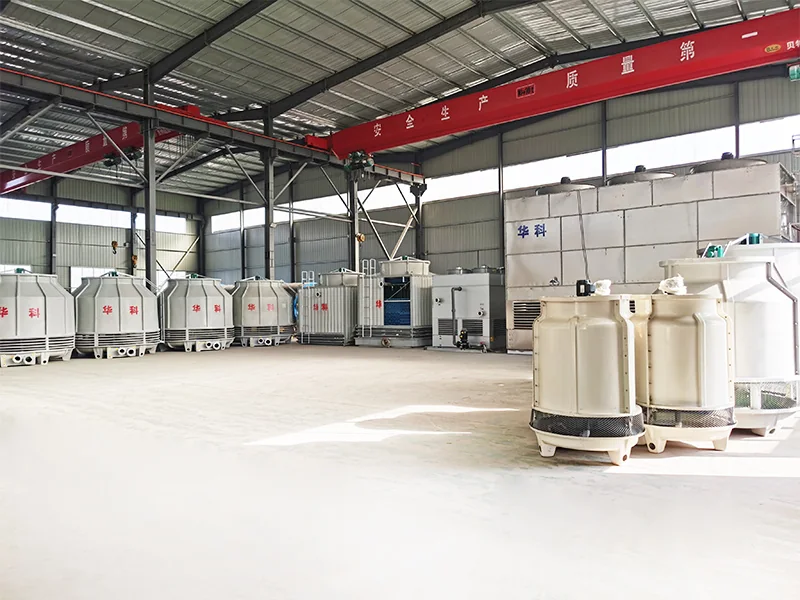 Cooling towers lined up in the Huake factory